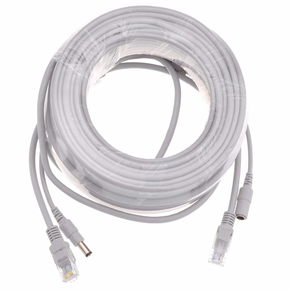 ESCAM 5 м/10 м/15 м/20 м/30 м дополнительный серый CAT5/CAT-5e Ethernet кабель RJ45+ DC мощность CCTV сети Lan кабель для системы ip-камер
