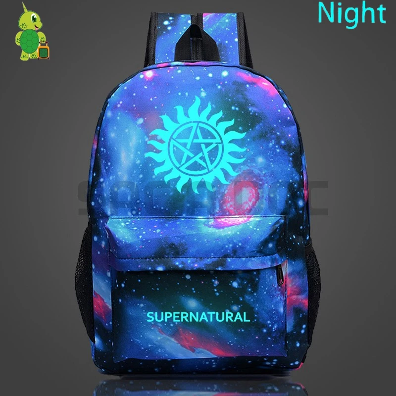 

Supernatural Winchester Bros Galaxy Space Backpack Luminous School Bags for Teens Men Women Starry Night Backpacks Travel Bags