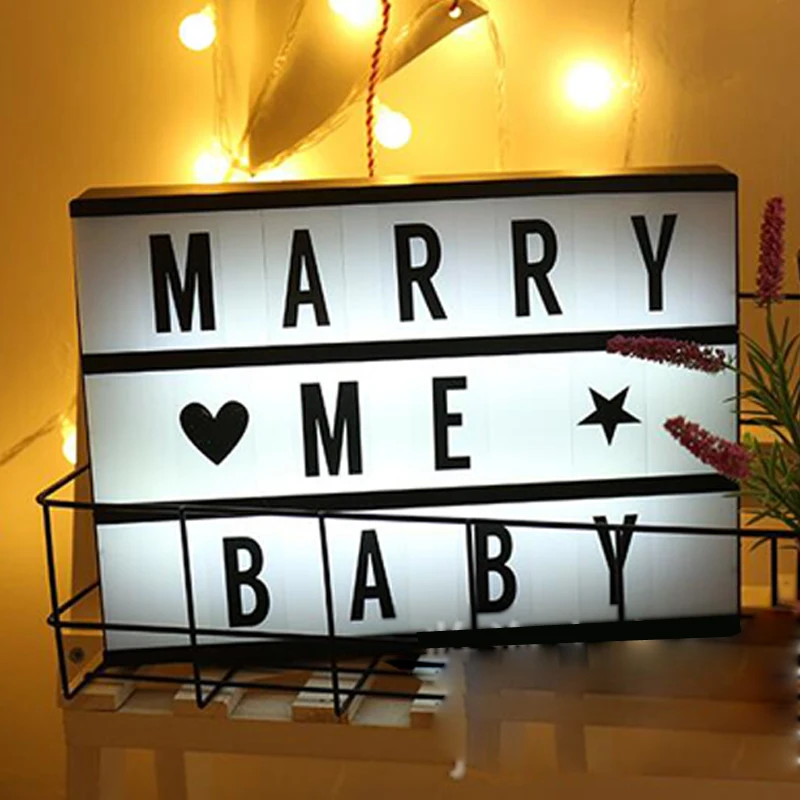 

A4 Cinematic Cinema Light Up 90PCS Letter Box Sign Lightbox Message Board Home LED Night Lamp Table Decoration Lighting