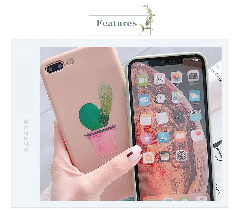 Silicone Cactus Cute Case For iPhone 8 8plus 7 7 Plus Cases Soft Phone Case For iphone 6 s 6s Plus X XR XS Max Cases Cover Coque (11)