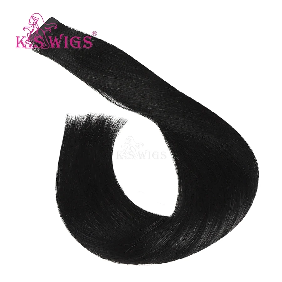 K.S WIGS 80pcs/pack Remy Human Hair Double Drawn Straight Luxury Skin Weft Tape On Hair Extensions