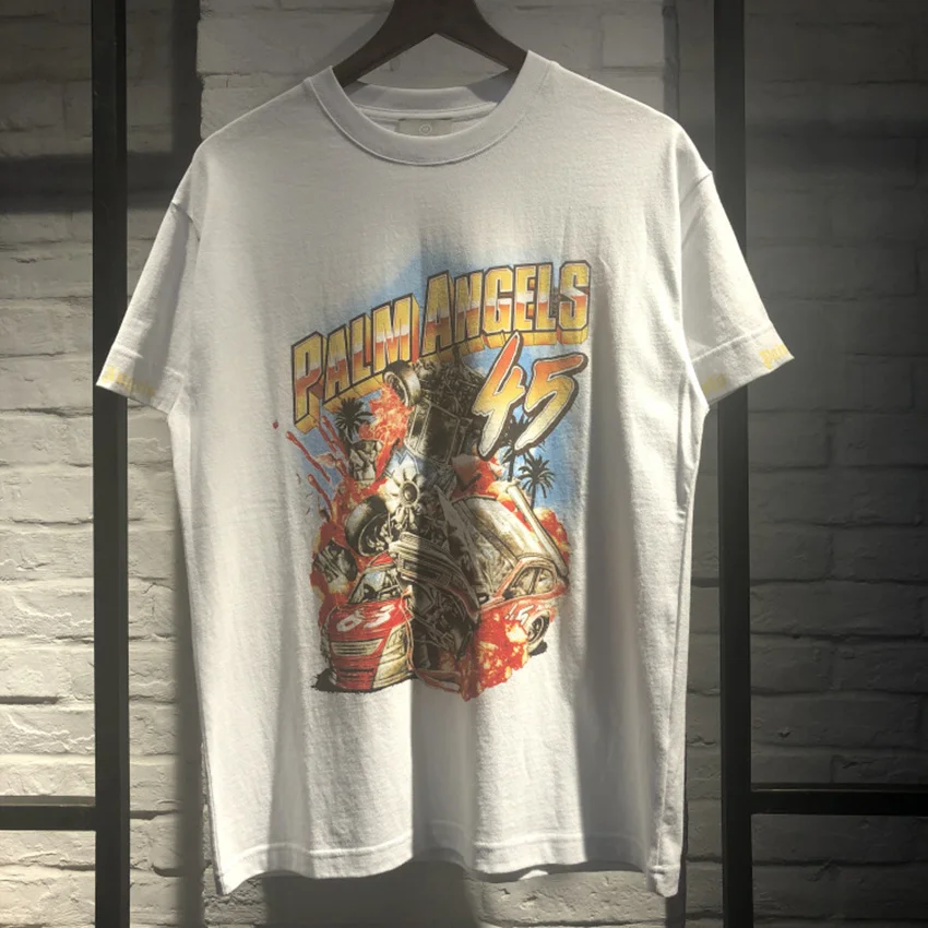 

2019 NEW Palm Angels t-shirt Wen Best Quality Have Palm Angels Tag 3D Digital direct injection Top Tees Palm Angels T-shirt