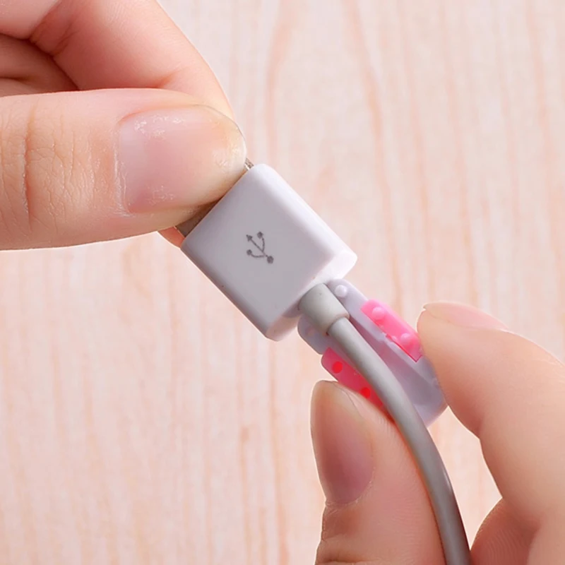 10 шт. Мини милый силиконовый USB кабель Защита для наушников пластиковый шнур защита провода крышка намотки для iphone 5 5s 6 6s 7 plus
