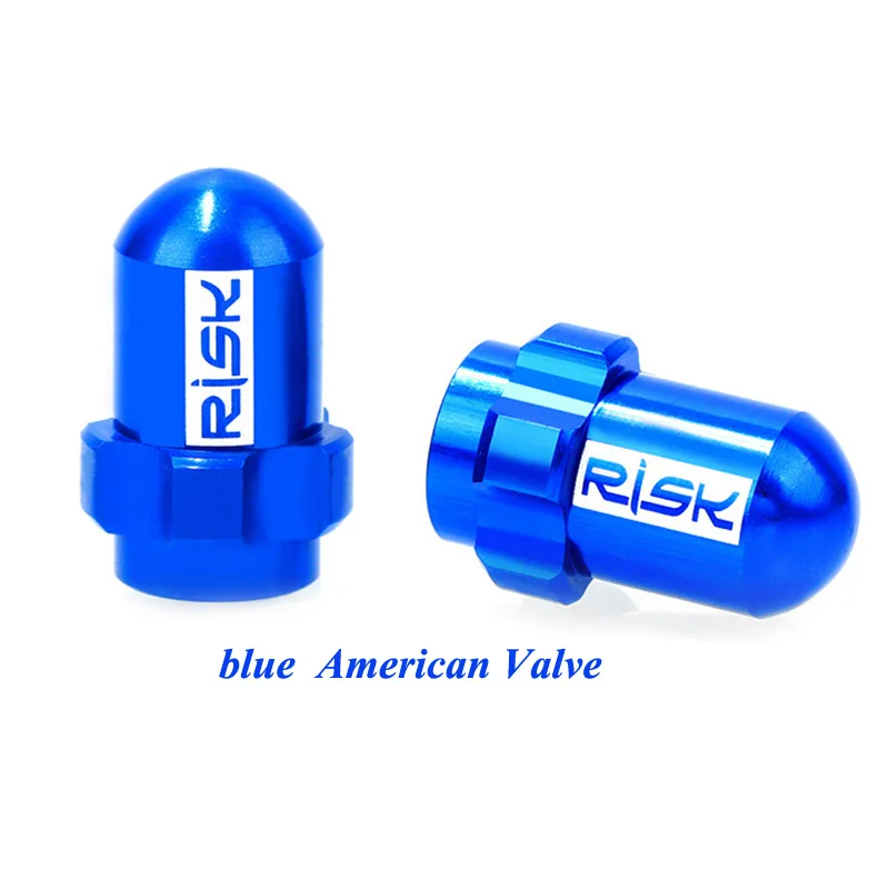 Blue American Valve Светильник с риском, алюминиевая крышка клапана Presta/Schrader для горного велосипеда, шоссейного велосипеда, шины для шин, французские/американские крышки клапана - Цвет: Blue American Valve