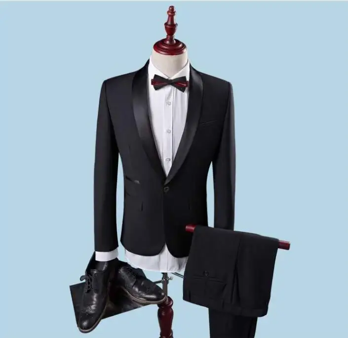 

2018 Wedding Sposo Vestito Con Pantaloni Smoking Per Gli Uomini Wedding Abiti Prom Migliore Vestito Dell'uomo Jacket+Pants+Bow