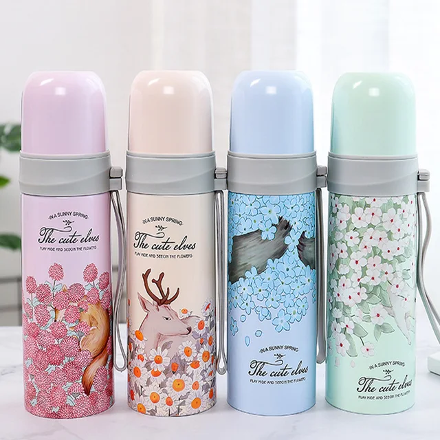 Cheap Cartoon Thermos Cup Vacuum Flask Thermal Bottle Stainless Steel Coffee Tea Mug Cute Kids Portable Travel Insulated Drink Bottle 