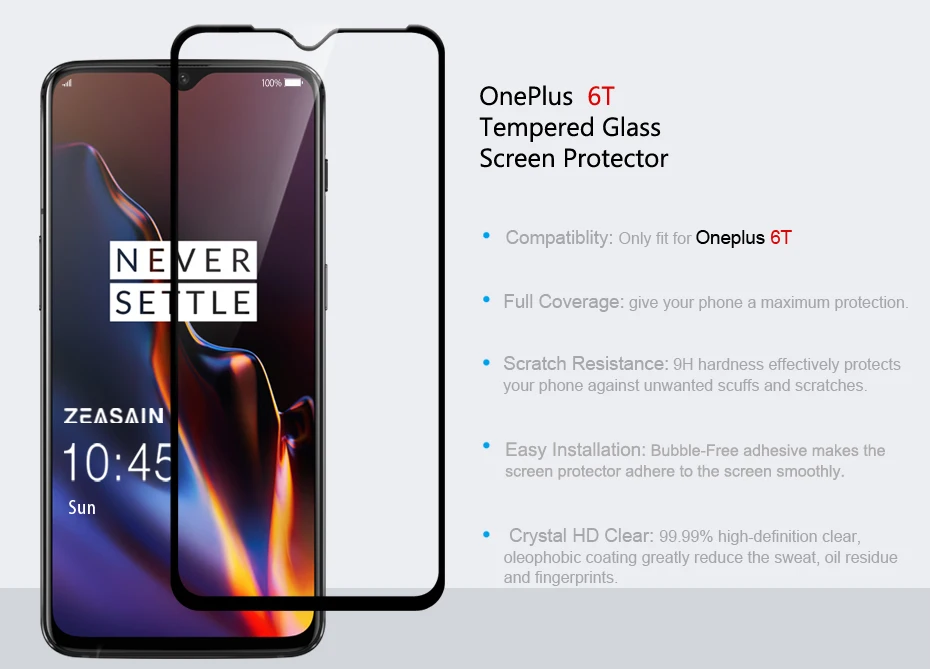 2 Pack Original ZEASAIN Screen Protector For OnePlus 6T OnePlus6T One Plus 6T 1+6T 6 T Tempered Glass 9H Ultra Thin Glass Film (5)