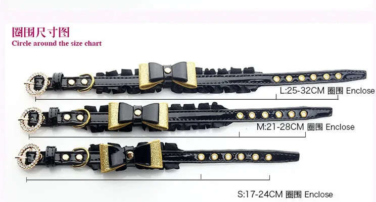 ETHIN роскошный собака черный кружевной бант ошейник для щенка кошки с бриллиантами ошейники для собак jewely ожерелье для маленьких собачий 3 Размеры питания