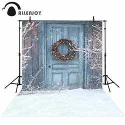 Фон для фотографий allenjoy зимние двери Рождество венок badkground для фотосъемки в студии Фотофон стрелять реквизит