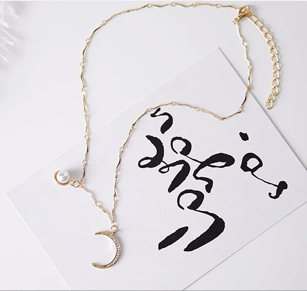Новое поступление, корейское красивое ожерелье с Луной, стразы, модное короткое ожерелье, винтажное ожерелье для девочек