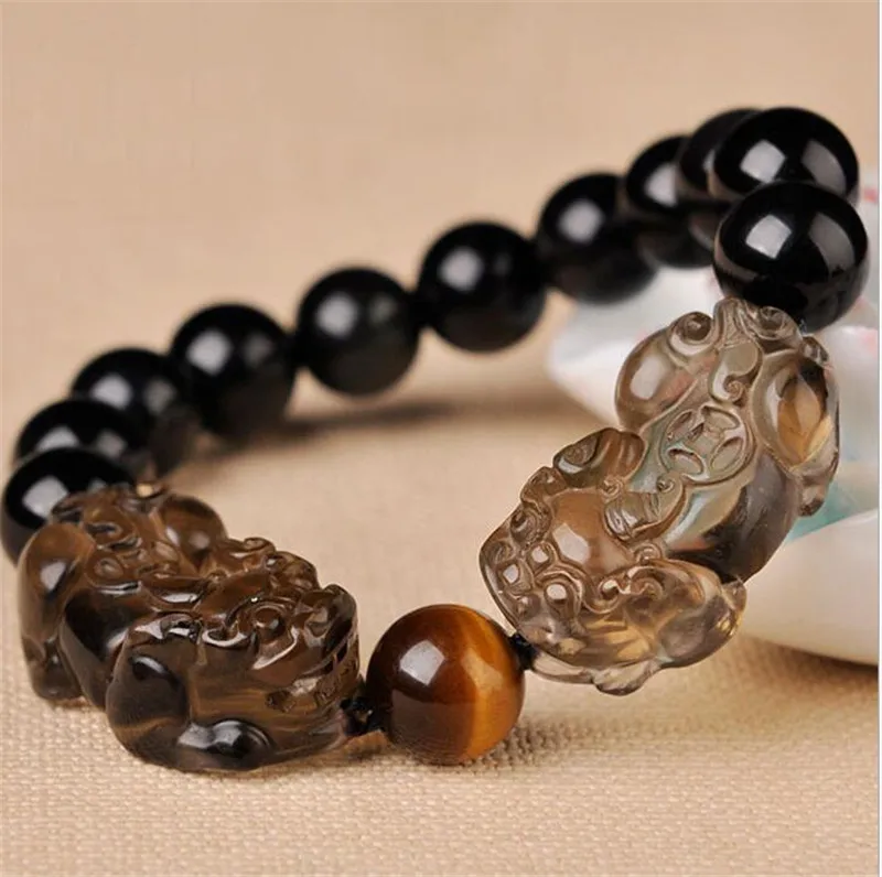 

10mm Finance mo xiu hand chain to attract wealth and ward off evil ice species obsidian double head PI xiu jewelry bracelet