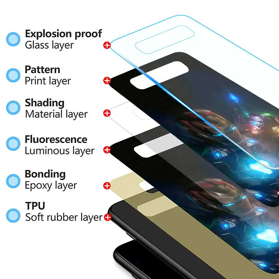 Чехол из закаленного стекла с изображением Железного человека Марвел Мстителей для samsung Galaxy S10 S10e S9 S8 S10 Plus Note 9 A50 A30