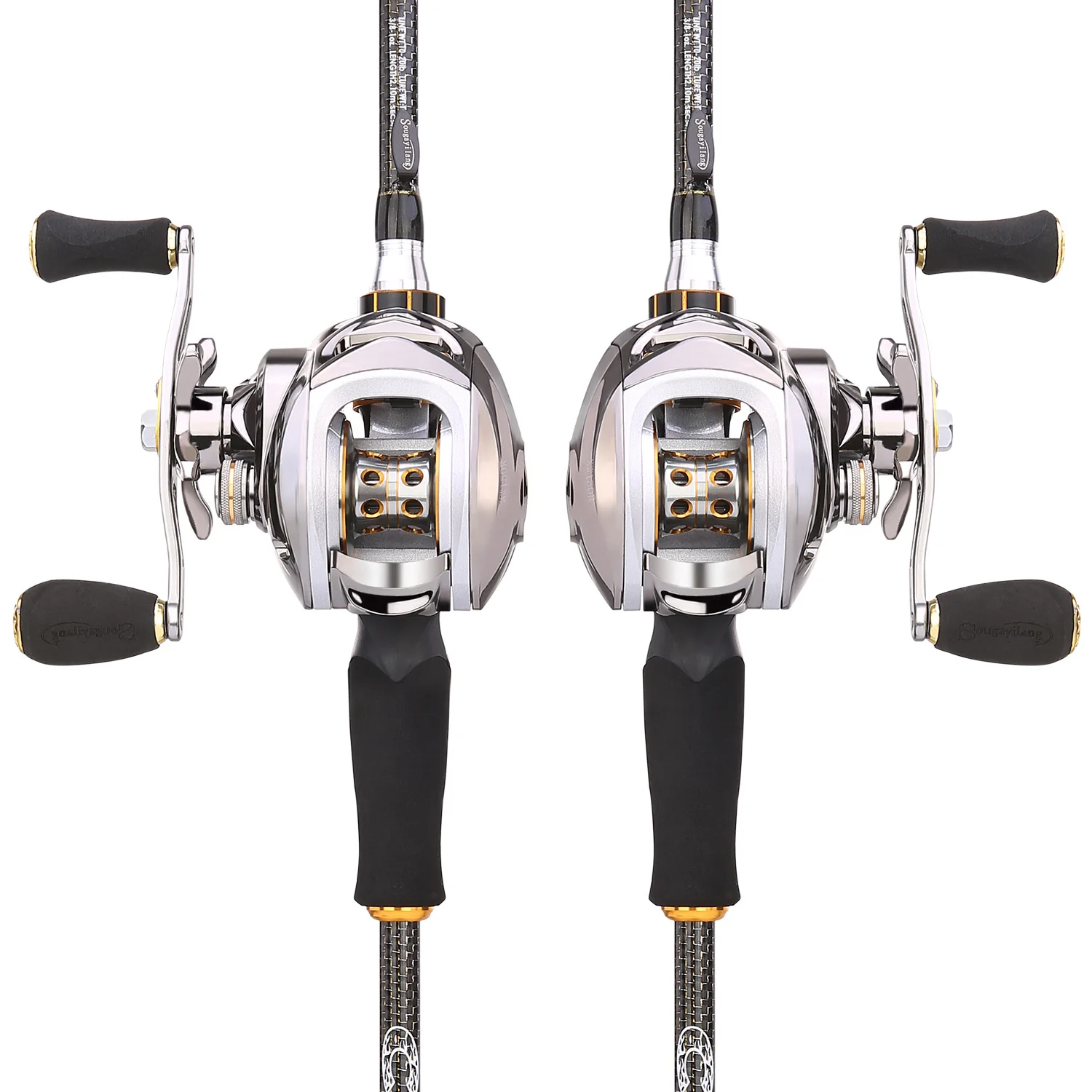  Sougayilang Baitcast Rod Reel Combo Portable 4 Section M Power Casting Fishing Pole with 11+1BB Bai