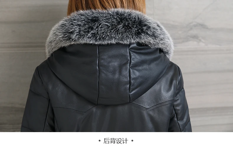 Женская зимняя куртка из натуральной кожи, утиный пух, Женская длинная парка, натуральный Лисий мех, овчина, кожаная куртка LX2566