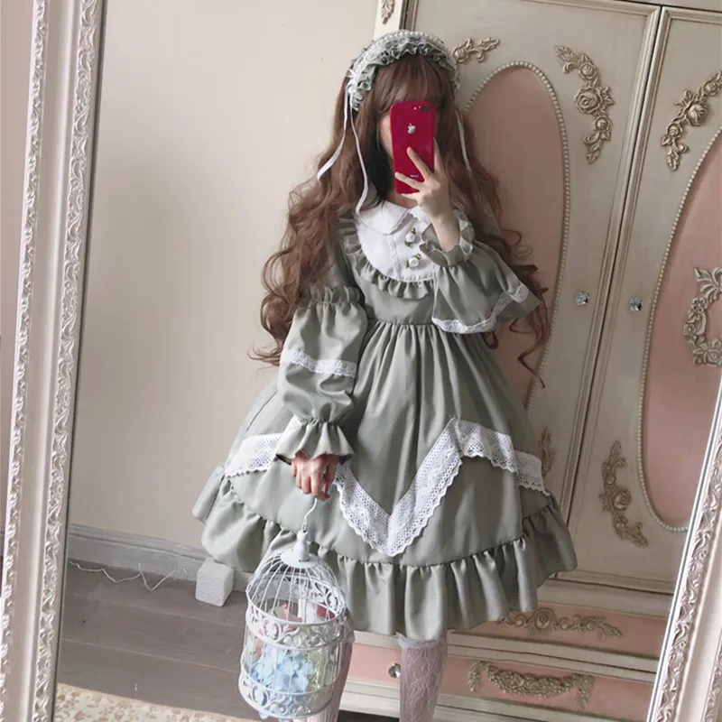 Платье Mori Girl винтажное японское милое пасторальное кружевное с