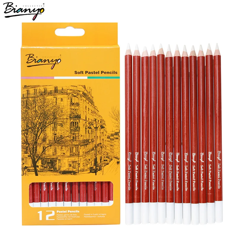Bianyo 12 шт./кор. художественные мягкие пастельные карандаши для угля деревянные