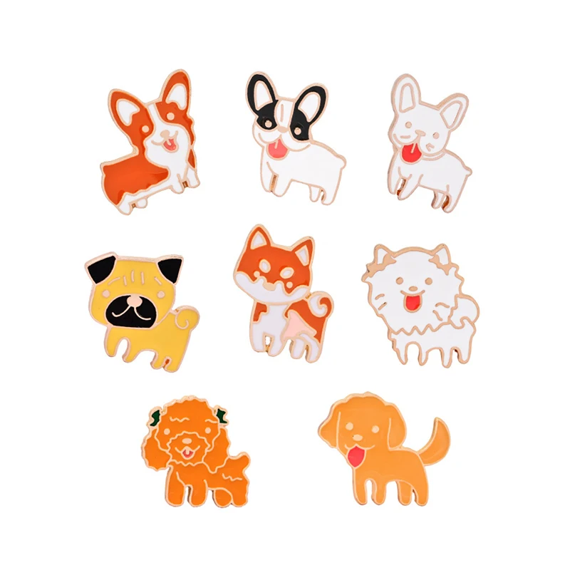 

High Quality Creative Cartoon Pet Dog Dogs Enamel Brooches Pins Collar Lapel Hat Backpack Decoration Animal Brooch Pin Button