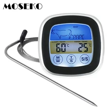 Digital Meat Thermometer Oven Colorful Touchscreen Instant Read Probe Kitchen BBQ Cooking Thermometer with Timer Alert Function Digital Meat Thermometer Oven Colorful Touchscreen Instant Read Probe Kitchen BBQ Cooking Thermometer with Timer Alert Function