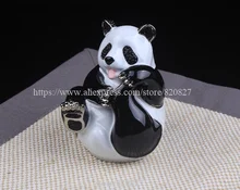 Big Panda Trinket Gift Box Panda Bear Handmade Jeweled Metal Panda Hinged Treasure Holding Box Lovely Panda Trinket Jewelry Box