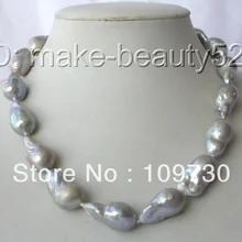 Ювелирные изделия 00527 потрясающий большой серый барокко reborn кеши пресной воды жемчужное ожерелье