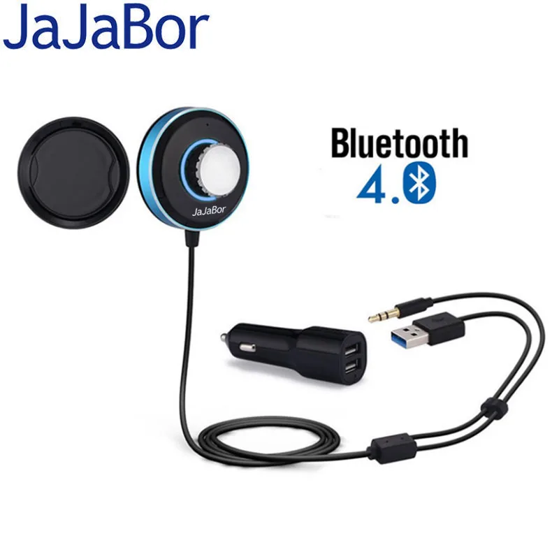 

JaJaBor Bluetooth Receiver Car Kit Handsfree IOS Siri with Dual USB Charger Aux 3.5mm Audio Music Receiver Adapter Magnetic Base