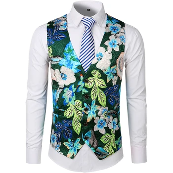 

Spring and autumn men flower vest jacquard fabric vests Waistcoat S M L XL XXL mens vest High quality