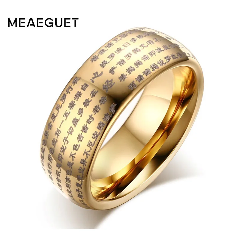 

Sanskrit Letters Gold Siver Tungesten Steel Ring 8mm Unique Wedding Brands Party Anniversary Bijouterie For Man Or Woman Gift