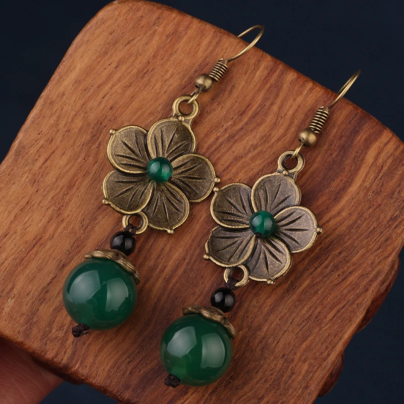 NEW MYWINY OWN DESIGN metal flowers vintage ethnic green earrings for women 18 design