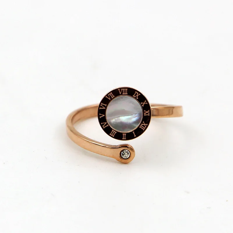 

popular hight Quality fashion jewelry ring women stainless steel & pearl oyster or black acrylic rings 2 colors choose girl gift