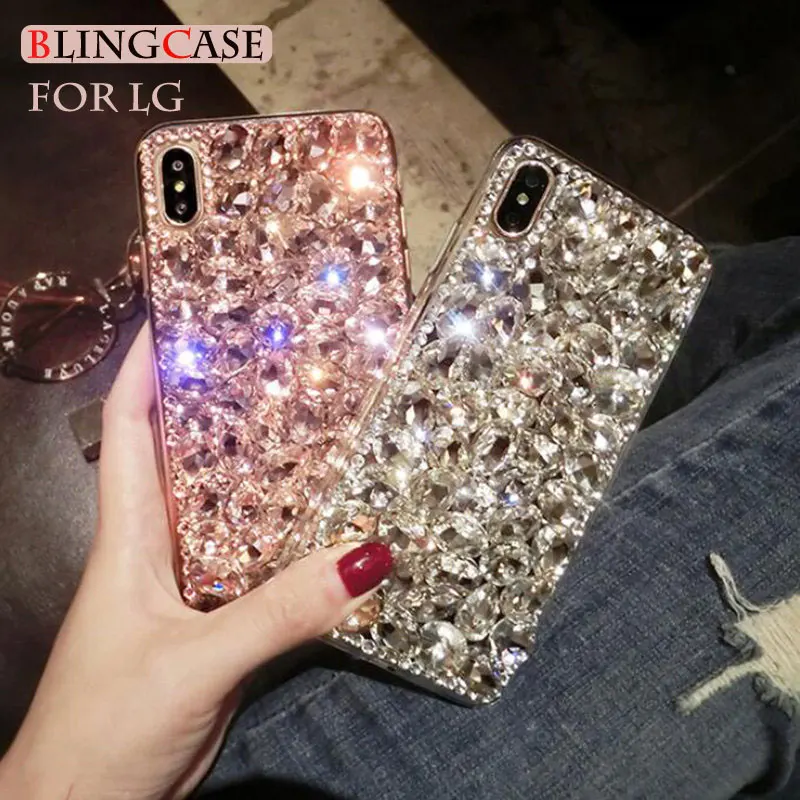 Чехол для LG G5 G6 G7 G8 G8S ThinQ Q7 Q6 K8 K10 2017 V10 V20 V30 V40 V50 Q Stylo 4 K40 K50 Q60 Bling big Diamond Стразы