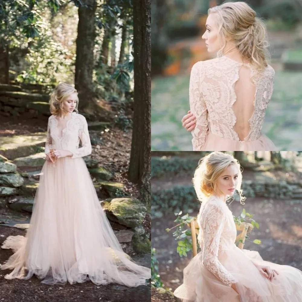 Garden Country Wedding Dress 2019 Vintage Lace Wedding Gowns Open Back vestido de noiva Bride Dress Long Sleeve robe de mariee Garden Country Wedding Dress 2019 Vintage Lace Wedding Gowns Open Back vestido de noiva Bride Dress Long Sleeve robe de mariee