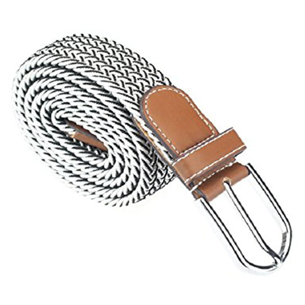 

Fashion Men's Women's Casual Canvas Elastic Waistbelt Metal Buckle Knitted Belt