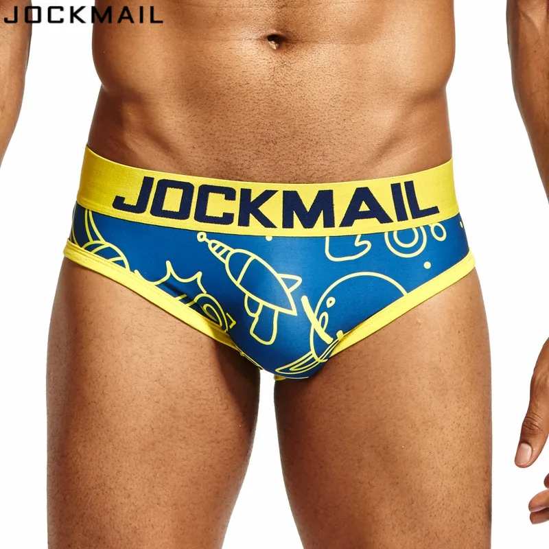 

JOCKMAIL Brand Sexy Men Underwear Briefs polyester printed Low Rise Bikini Boy Gay Designed panties Wonderjock Gay underwear