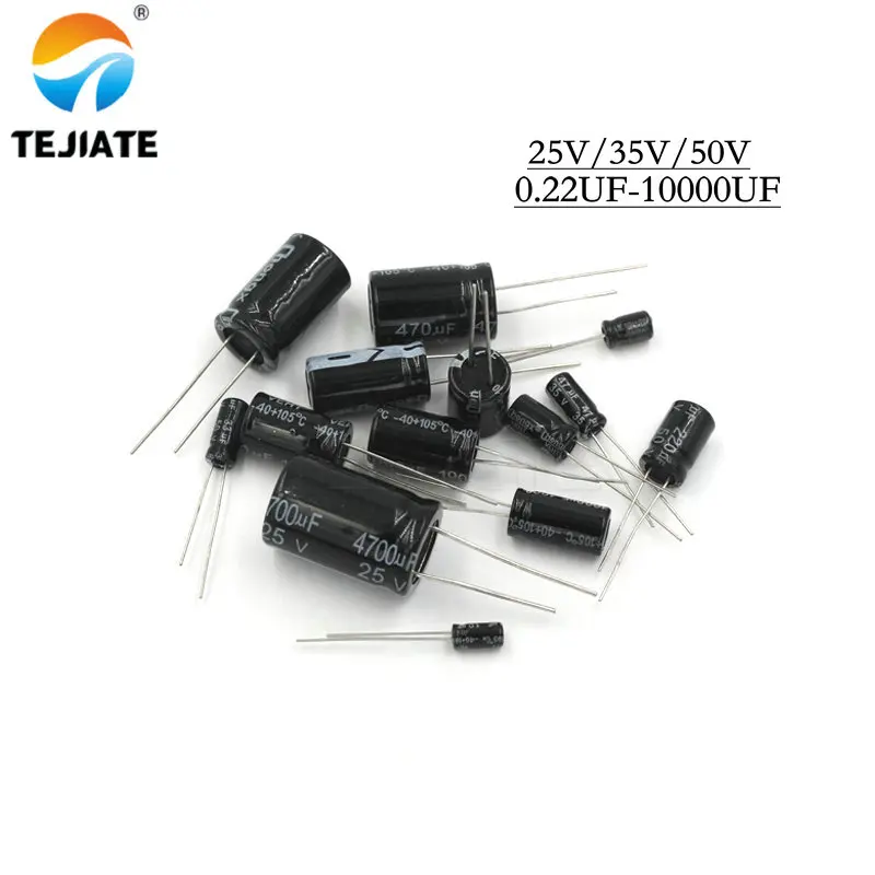 

20PCS Electrolytic Capacitor 25V/35V/50V 10 22UF 47UF 100UF 220UF 470UF 680UF 1000UF 1500UF 1800UF 2200UF 3300UF 4700UF 10000UF