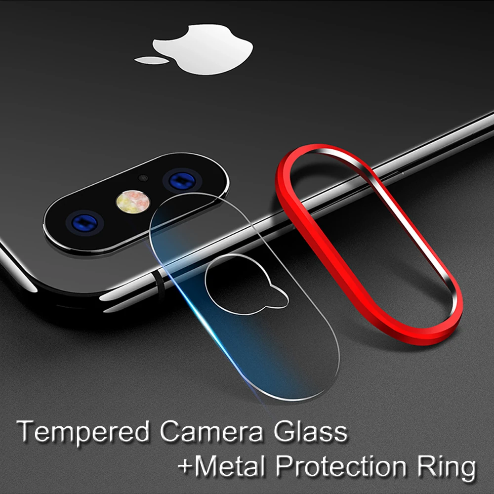 

for Apple iPhone X XR XS Max XSMax Ten Back Tempered Camera Glass with Metal Protection Ring Rear Lens Film Glass Guard Bumper