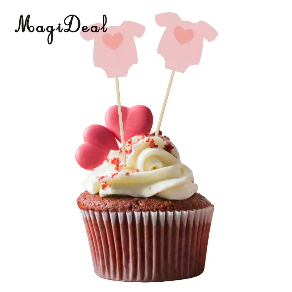 MagiDeal 10 Pcs/Lot Baby Clothes Cupcake Topper Cake Picks Kids Boy Girls Baby Shower Birthday Party Cake Decoration