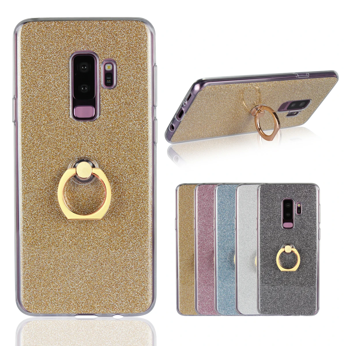 Soft Ring Phone Case Finger Holder Support Bling Cover for Samsung