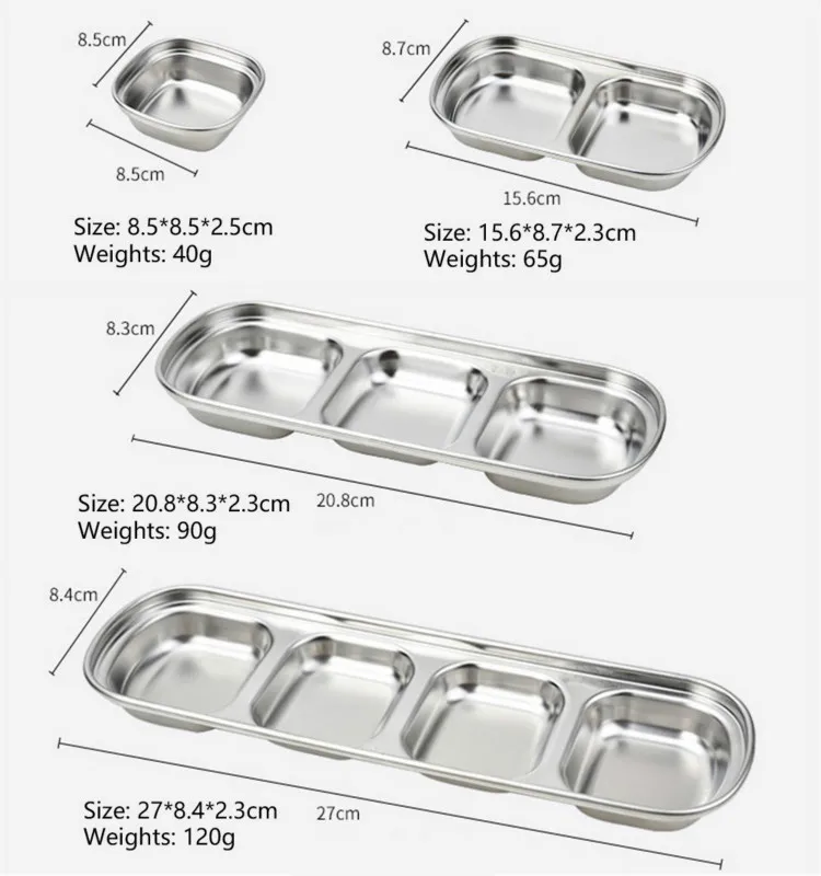 Соус блюдо из нержавеющей стали соевый томатный соус соль уксус сахар специи вкус приправ Dip чаши Корейский барбекю домашние кухонные тарелки