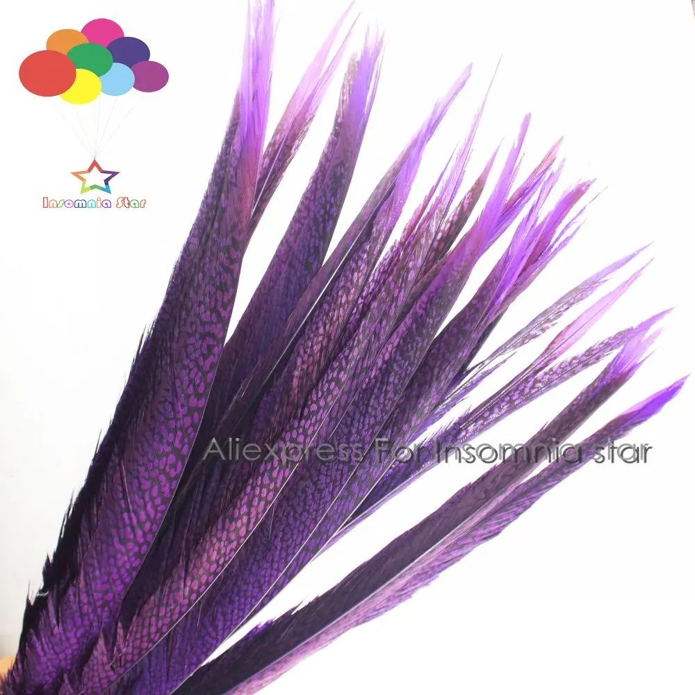 

headdress carnival Dyed Dark purple Golden plumas 50-55cm 20-22 Inches Lady Amherst Tail Pheasant Feathers