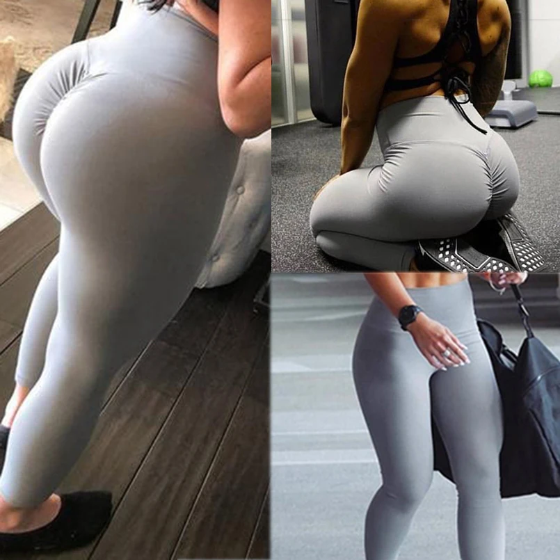 Women Push Up Yoga Pants Leggings High Waist Booty Sports Fitness Gym Trousers D