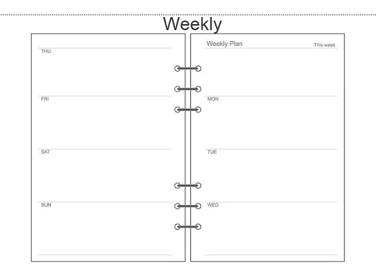 A5 A6 A7 бездревесная печать бумажный планировщик внутренние страницы для Filofax креативный офисный блокнот спираль наполнитель бумага s Биндер внутренняя страница - Цвет: Weekly