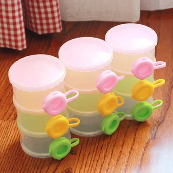 

1Pcs Portable Baby Food Storage Milk Powder Container Three Layer Box Baby Bottle Container Grid Leak