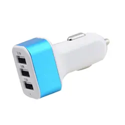 Универсальное автомобильное зарядное устройство 5 V 2.1A USB DC для iPhone Sam-sung H T C 3 порта синий