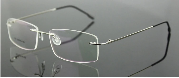 Чашма rimless titanium сплава ультра легкий вес миопия очки кадр оптические очки для мужчин - Цвет оправы: Серебристый