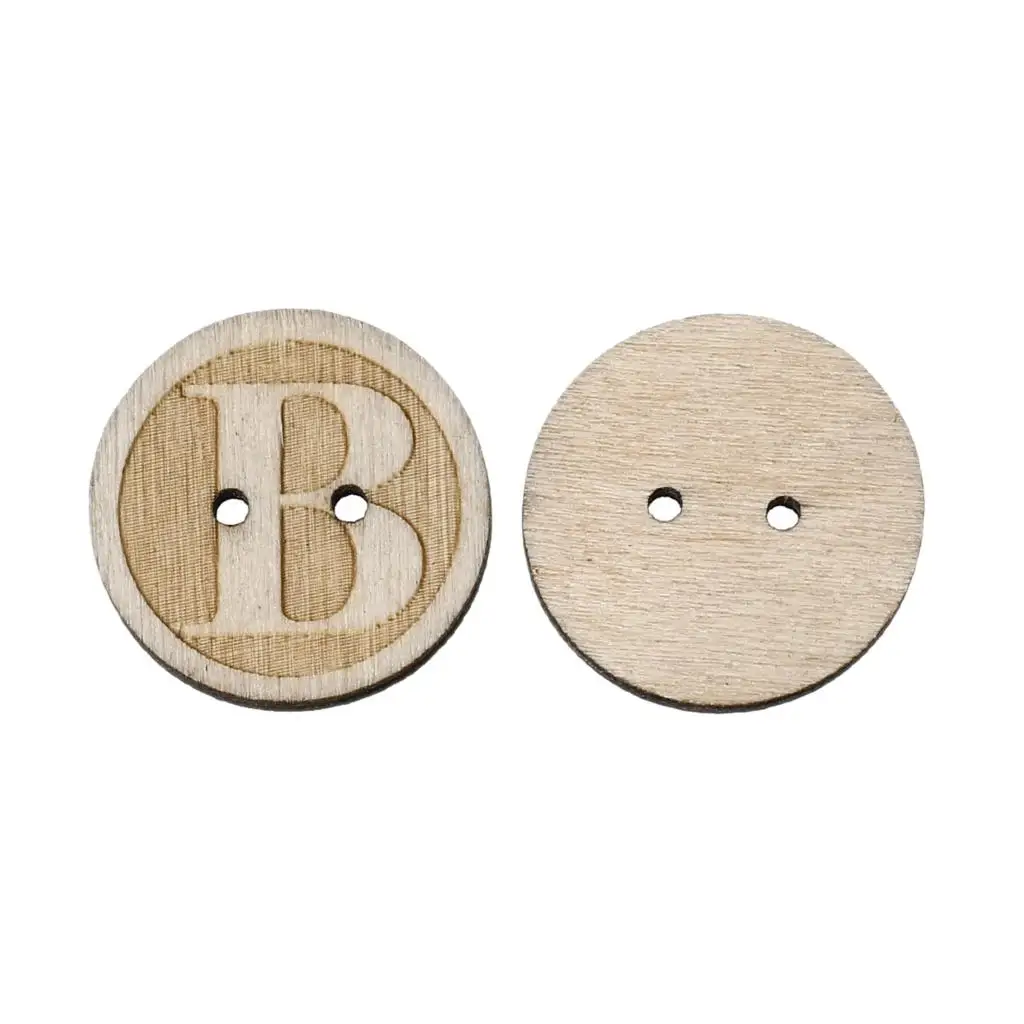 

Wood Sewing Button Scrapbooking Round Natural 2 Holes Message Pattern 25mm(1")Dia,8 PCs new