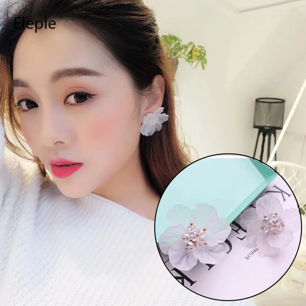 

Eleple Flower Petal Earring Female Korean Fashion Earrings Celebration Party Gifts Earrings Female Casual Wearing Earrings B4041