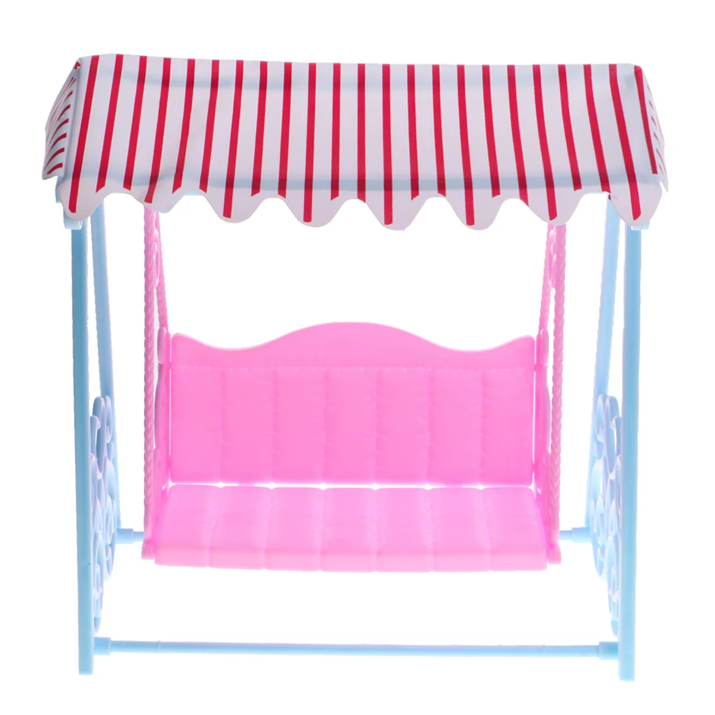 1/6 Scale Plastic Miniature Swing with Roof Kit for  Dolls House Kitchen Dining Room Decoration Accessories