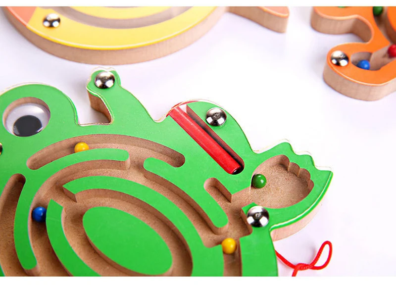 Детские деревянные 3D головоломки Магнитный лабиринт Мультяшные животные модель интеллектуальная головоломка доска дети Ранний Образовательный мозговой тизер Пазлы