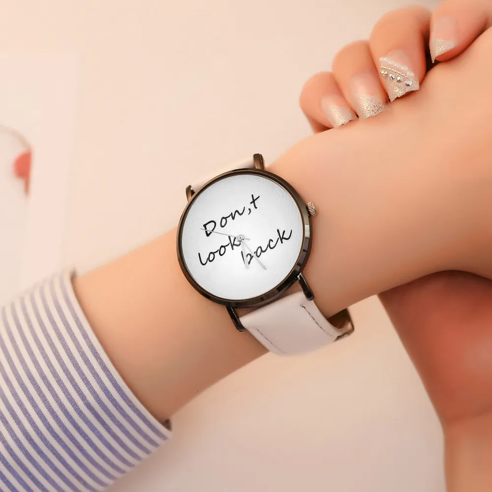 Минималистский Purecolour белый не оглядывайся модные женские туфли кварцевые часы кожа часы Высокое качество часы наручные часы Feminino @ F