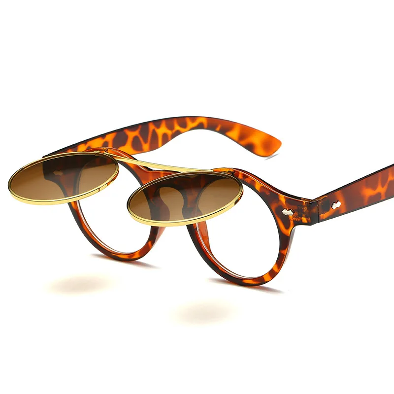 Женские солнцезащитные очки в стиле стимпанк для мужчин трендовые продукты круглый рамки переворачивает Защита от солнца очки готические очки de sol fenimino masculino - Цвет линз: c2 baowen